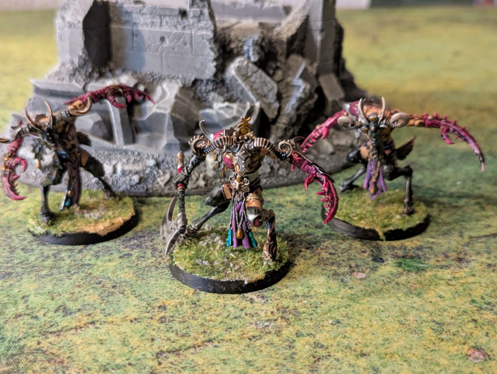 Painted Slaangor Fiends unit displayed together, viewed from a top-front angle.