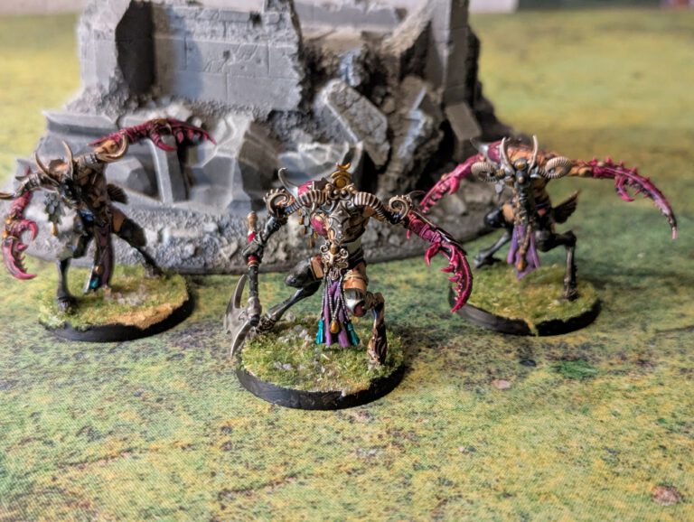 Painted Slaangor Fiends unit displayed together, viewed from a top-front angle.