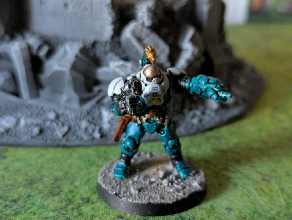 Second Ironkin Steeljack in pose A, painted identically, viewed from a top-front angle.