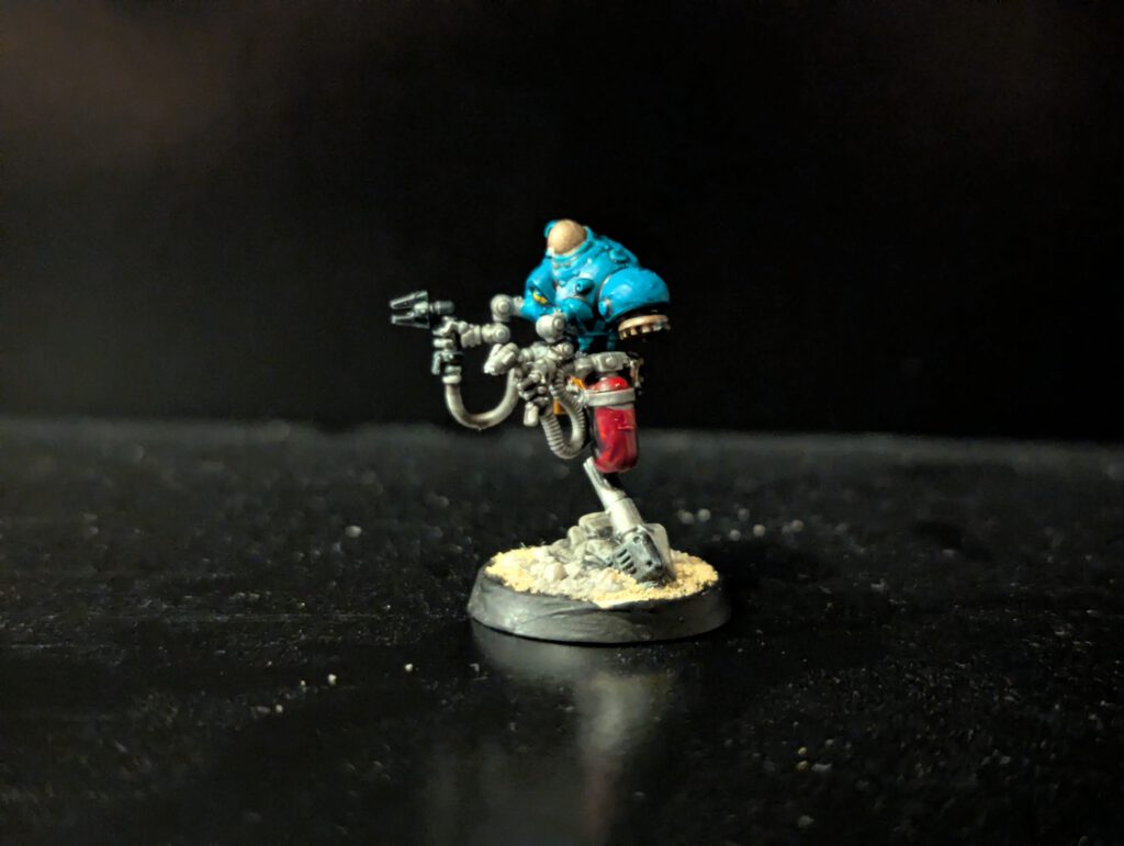 Painted Brokhyr E-COG support construct, viewed from a side-front angle.