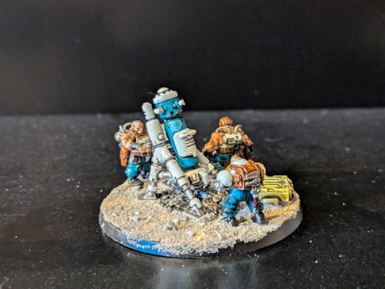 Painted Cthonian Earthshaker in an alternate pose with industrial weaponry, viewed from a front angle.