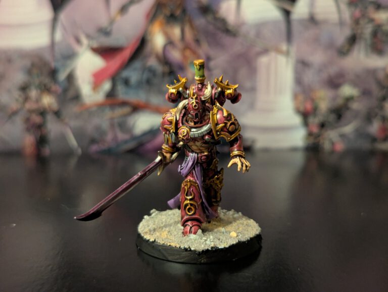 Painted Flawless Blade with dramatic forward-leaning pose, viewed from a slightly elevated front angle.