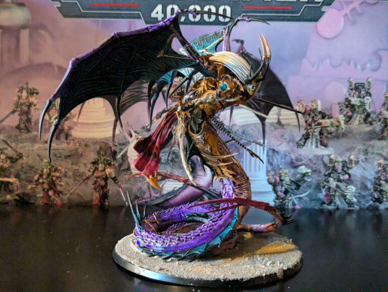 Painted Fulgrim from a slight left-front angle, showing sword pose and ornate armor.