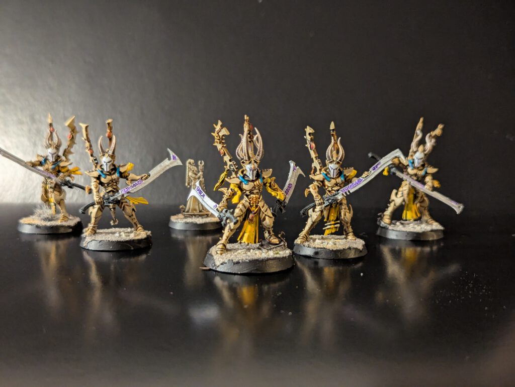 Painted Incubi squad displayed together, viewed from a top-front angle.