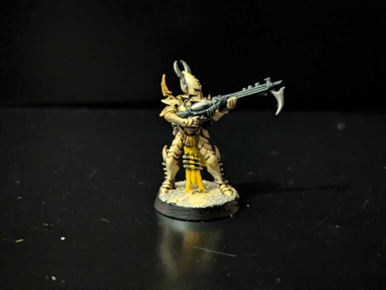 Painted Kabalite Warrior with ornate armor plates, viewed from a front angle.