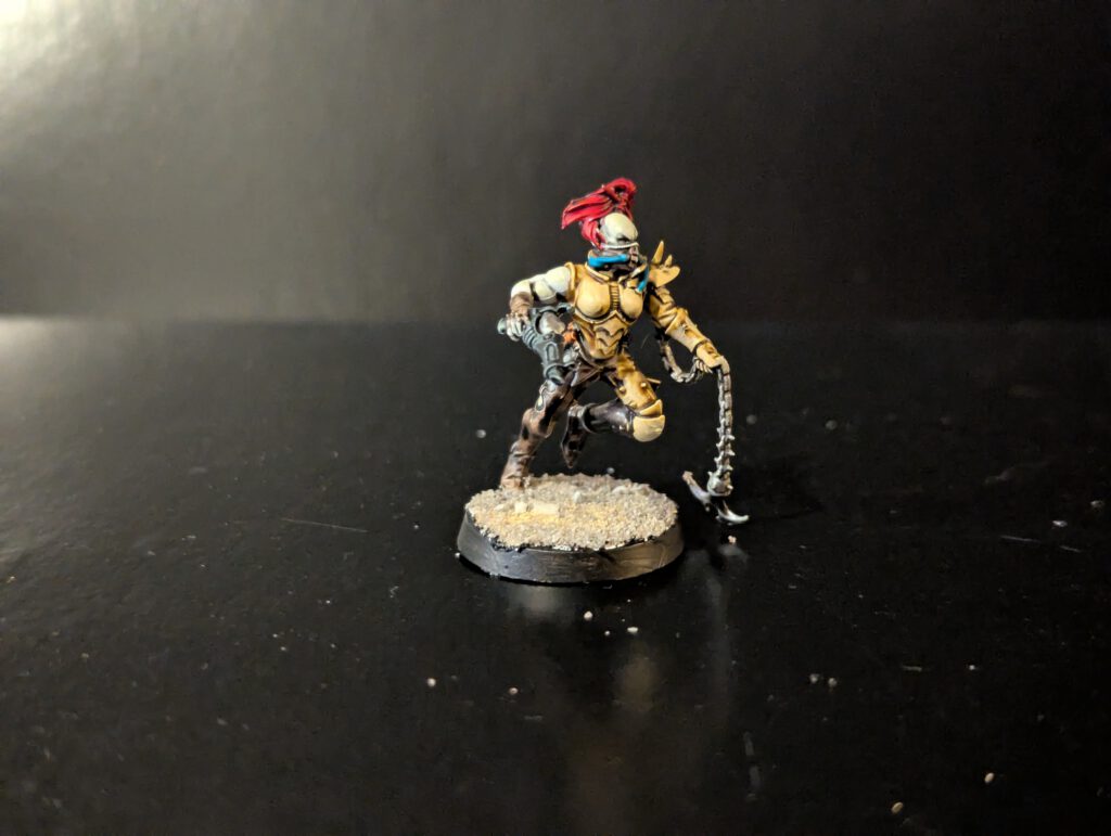 Painted Wych showcasing dynamic sculpt and armor details, viewed from a front angle.