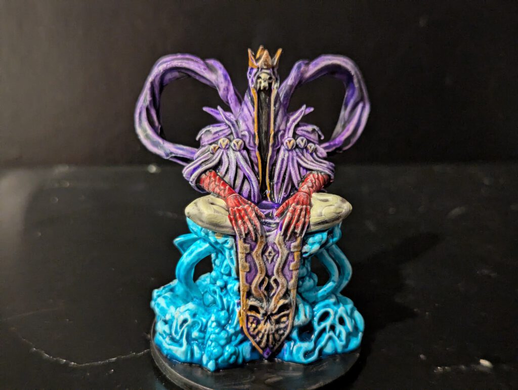 The final Shadow Lord boss painted with deep purples and high-contrast black "void" effects.