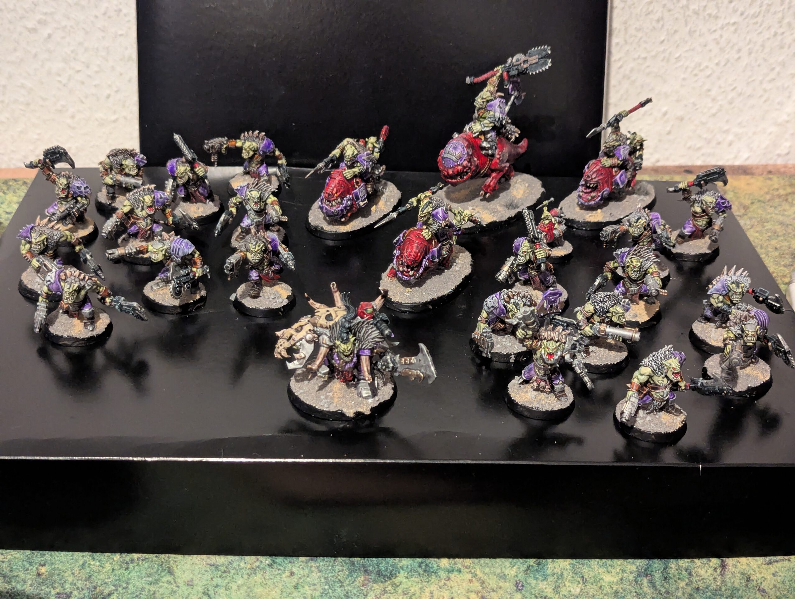 A fully painted Orks Beast Snagga Combat Patrol army including Squighog Boyz, Beast Snagga Boyz, and a Beastboss.