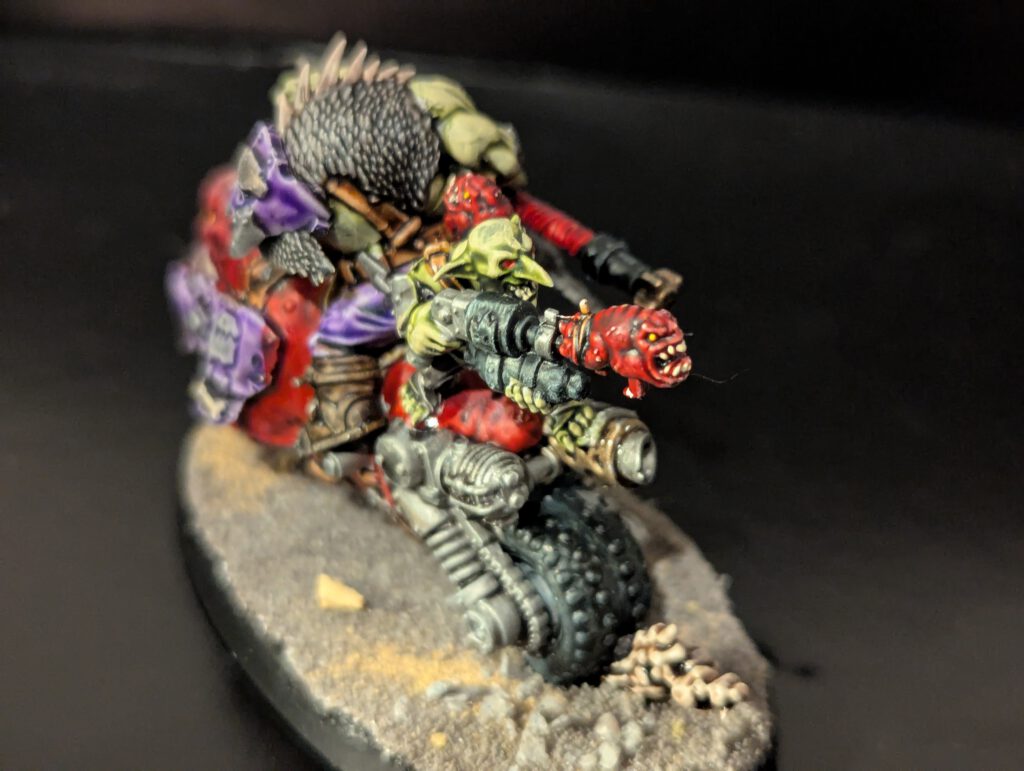 Close up detail of the Grot rider on the back of the Squighog.