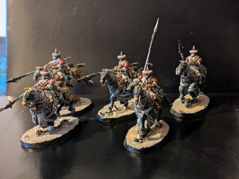 A second squad of five horse-mounted Rough Riders, showcasing distinct fur textures and uniform colors.